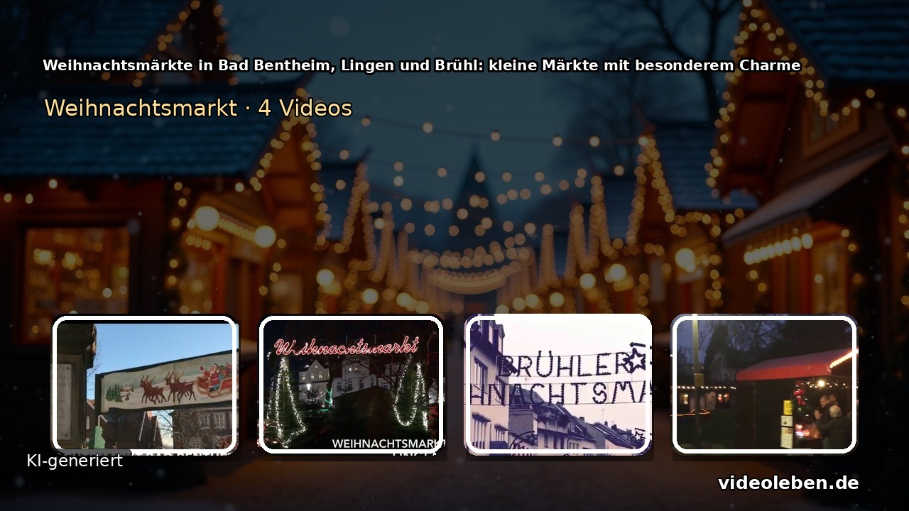 Weihnachtsmärkte in Bad Bentheim, Lingen und Brühl: kleine Märkte mit besonderem Charme (4 Video-Motive, KI-generierter Hintergrund)
