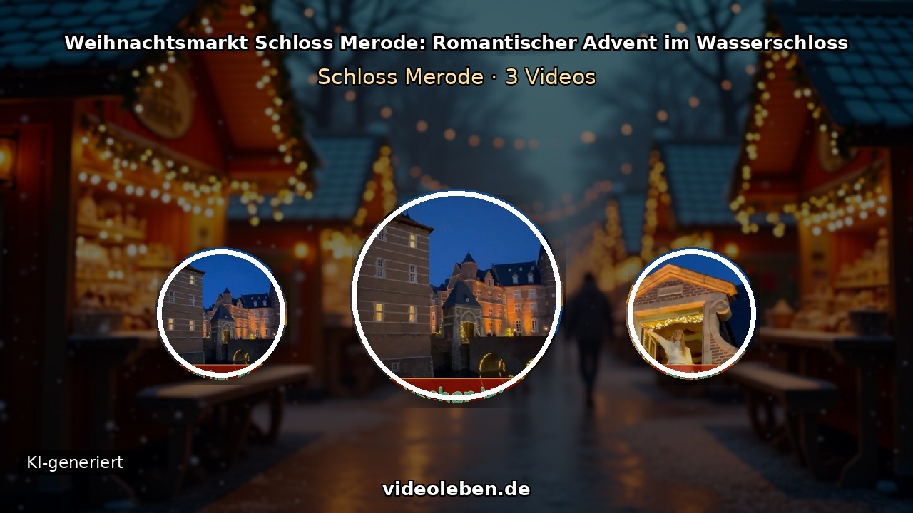 Weihnachtsmarkt Schloss Merode: Romantischer Advent im Wasserschloss (3 Video-Motive, KI-generierter Hintergrund)