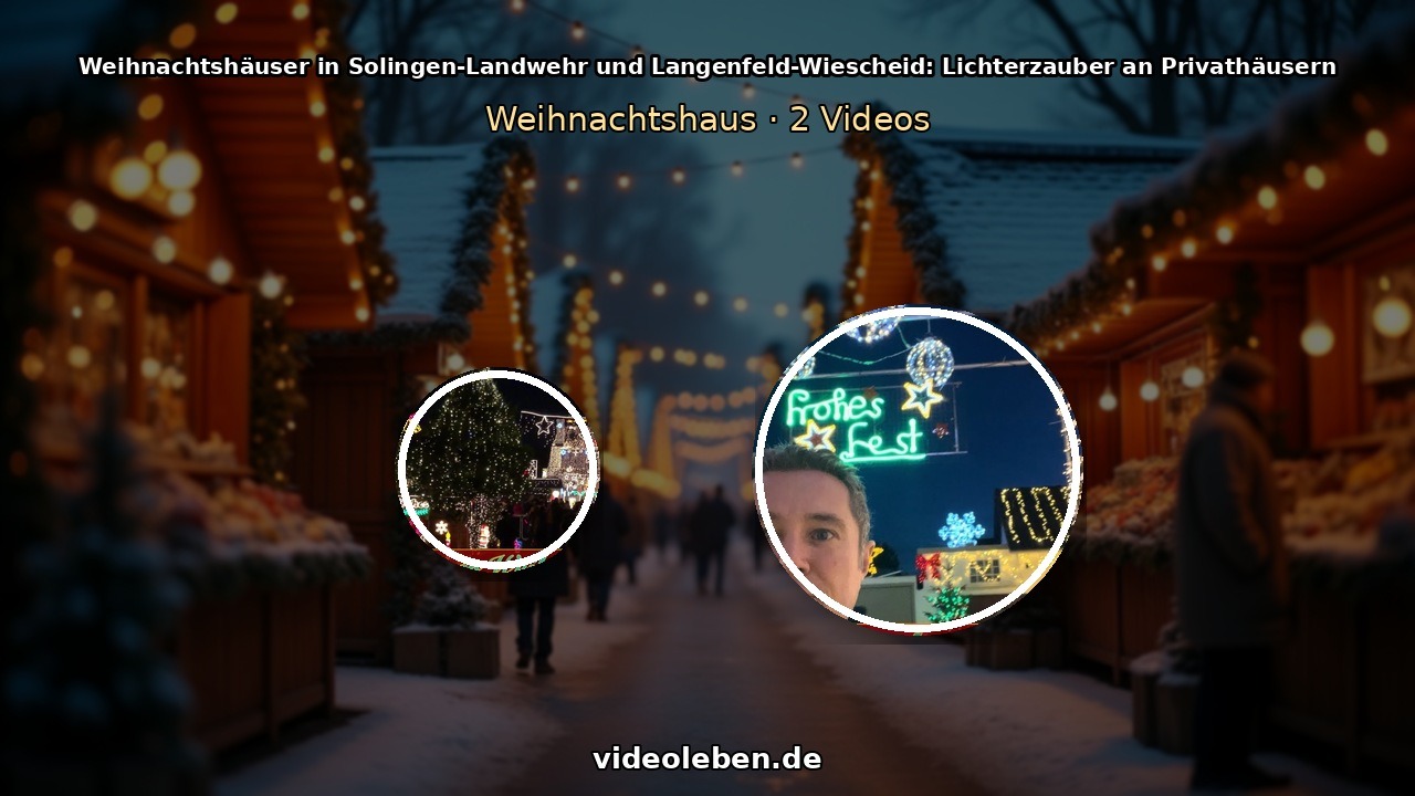 Weihnachtshaus in Langenfeld-Wiescheid mit aufwendiger Weihnachtsbeleuchtung bei Nacht