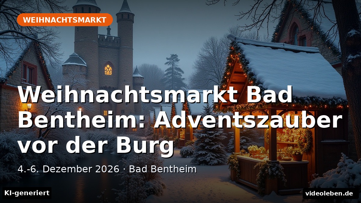 Weihnachtsmarkt Bad Bentheim: Adventszauber vor der Burg: 4.-6. Dezember 2026 · Bad Bentheim, Text-Cover mit Titel, KI-generiert