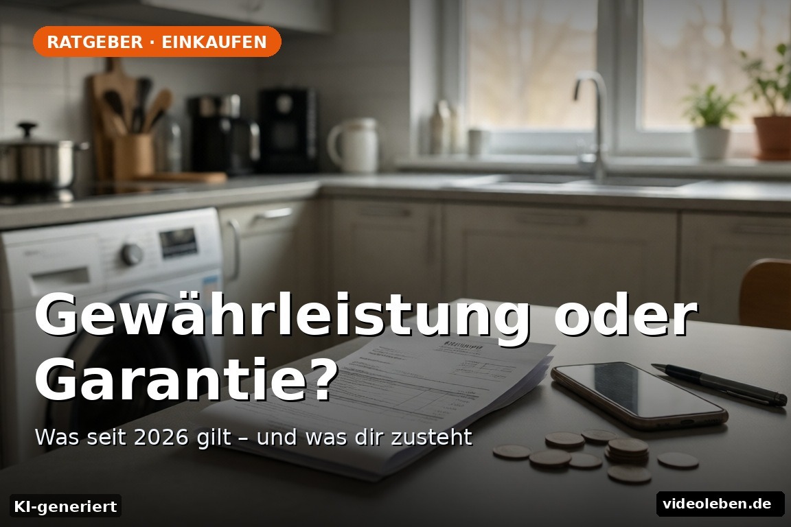 Rechnung, Smartphone und Küche – Symbolbild zu Gewährleistung und Garantie beim Einkauf (KI-generierte Darstellung)