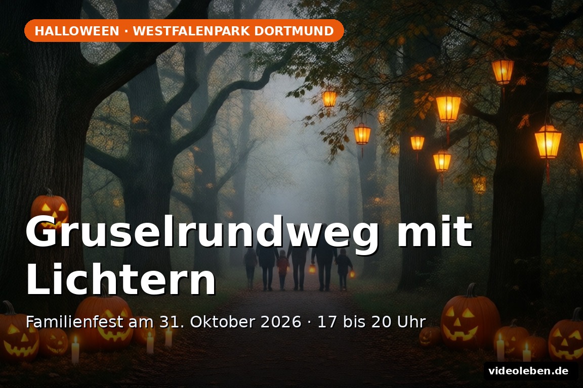 Gruselrundweg mit Kürbissen und Lichtern beim Halloween-Familienfest im Westfalenpark Dortmund