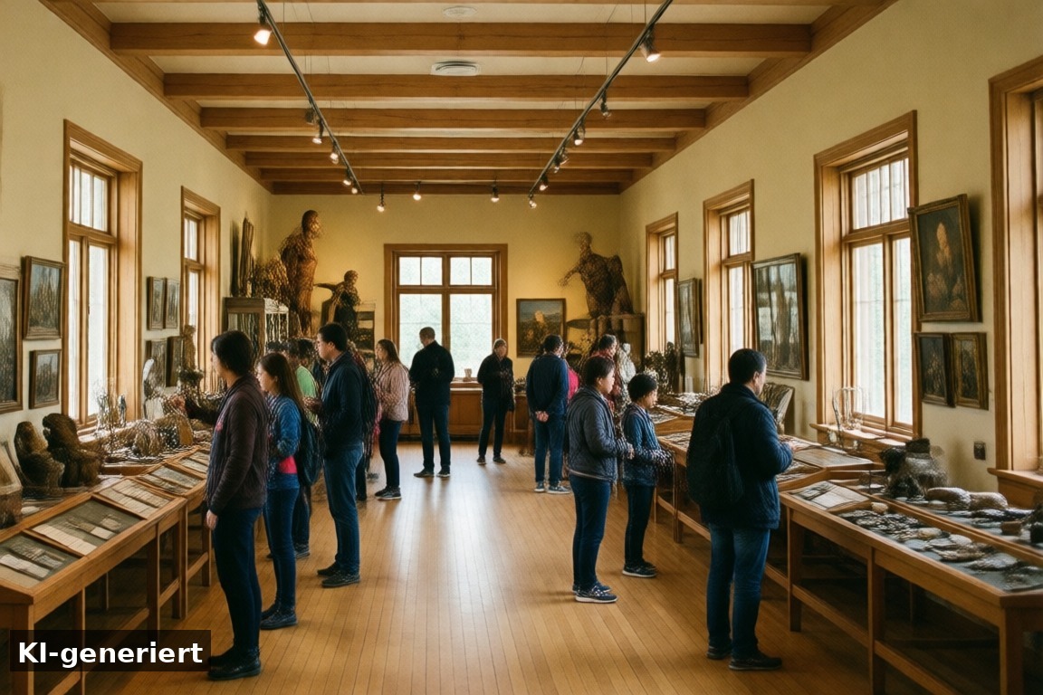 Allerheiligen bei Regen: Familien im Museum (KI-generierte Darstellung)