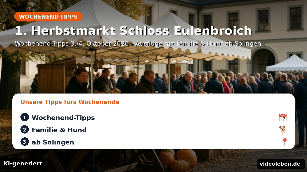 1. Herbstmarkt Schloss Eulenbroich – Handwerk, Keramik und Kürbisse am Wasserschloss (KI-generierte Darstellung)