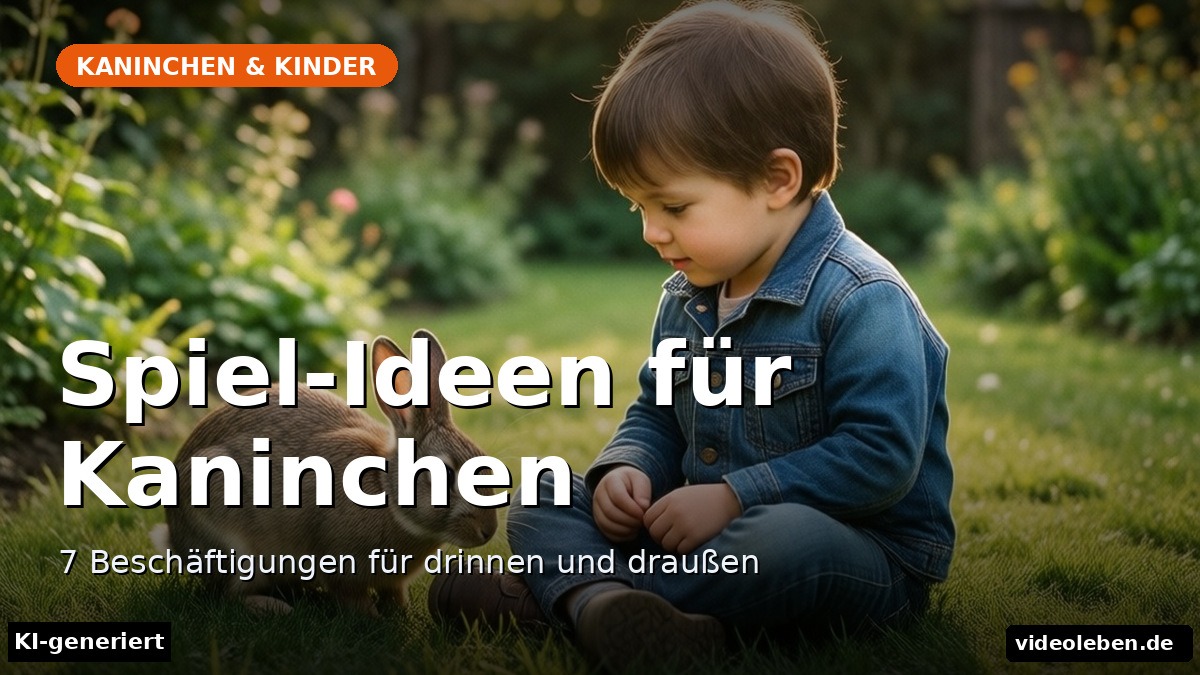 Spiel-Ideen für Kaninchen mit Kindern: Kind und Kaninchen im Garten (KI-generierte Darstellung)