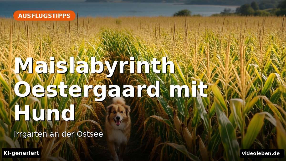 Maislabyrinth Oestergaard mit Hund – Irrgarten an der Ostsee – Beitragsbild (KI-generierte Darstellung)