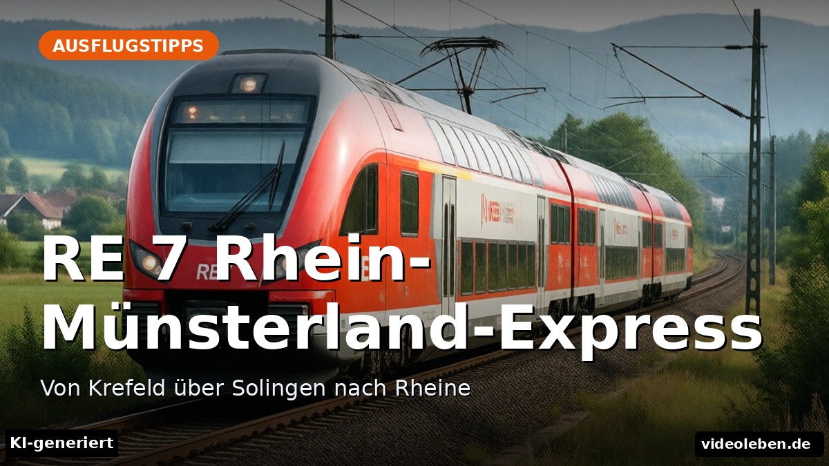 Ein rot-weißer Regionalexpress fährt auf Schienen durch eine grüne Hügellandschaft.