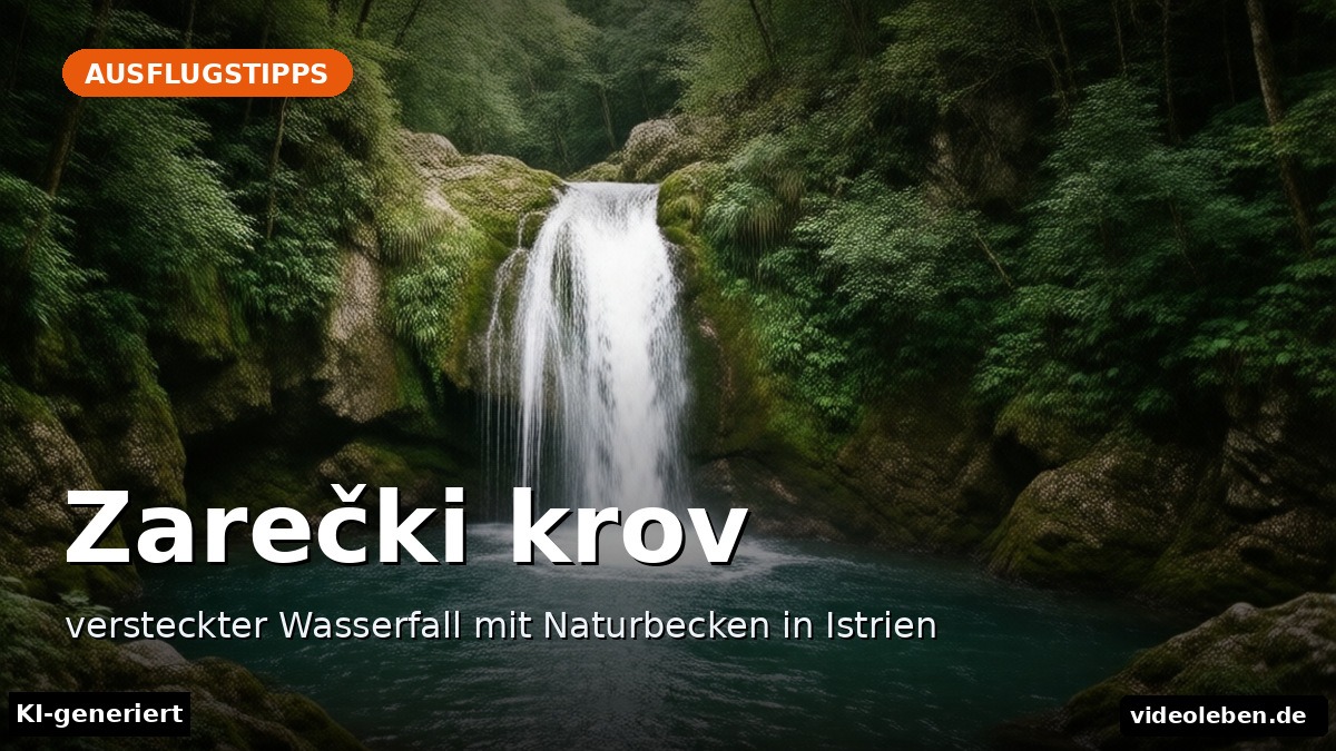 Zarečki krov – versteckter Wasserfall mit Naturbecken in Istrien – Beitragsbild (KI-generierte Darstellung)