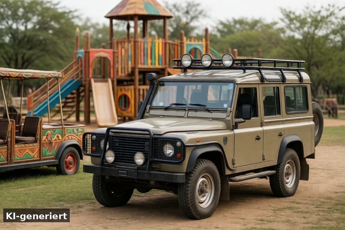 Praktische Tipps für den optimalen Besuch – Kinderattraktionen im Serengeti-Park: Jambo Kinderparadies, Afrika-Express und Oldtimer (KI-generierte Darstellung)