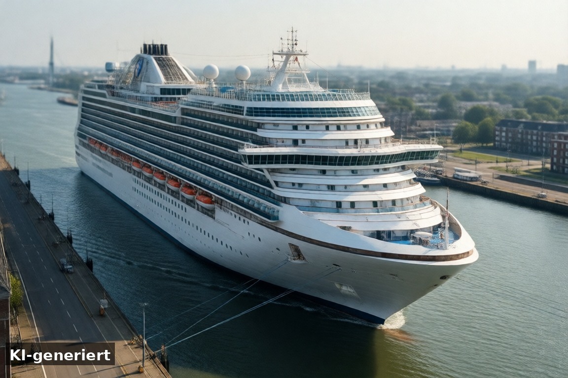 Aussicht vom Euromast und das Auslaufen – AIDA prima: Landgänge in Rotterdam und Zeebrugge (KI-generierte Darstellung)