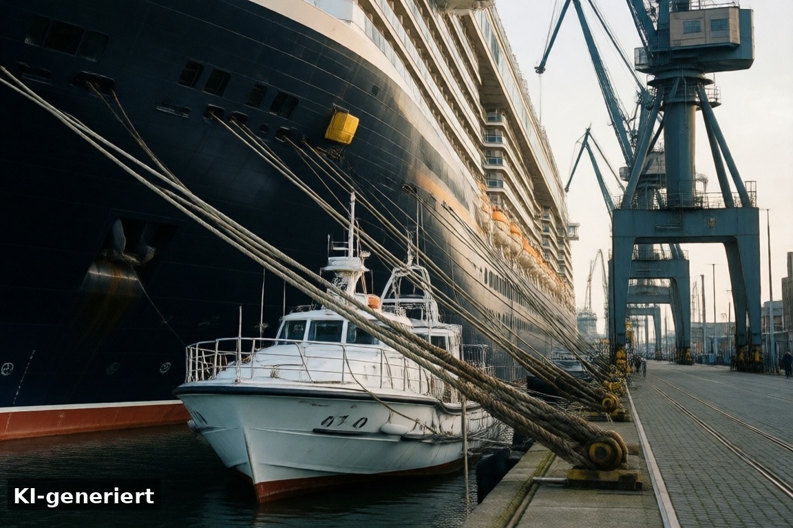 Ein- und Auslaufen in Zeebrugge – AIDA prima: Landgänge in Rotterdam und Zeebrugge (KI-generierte Darstellung)