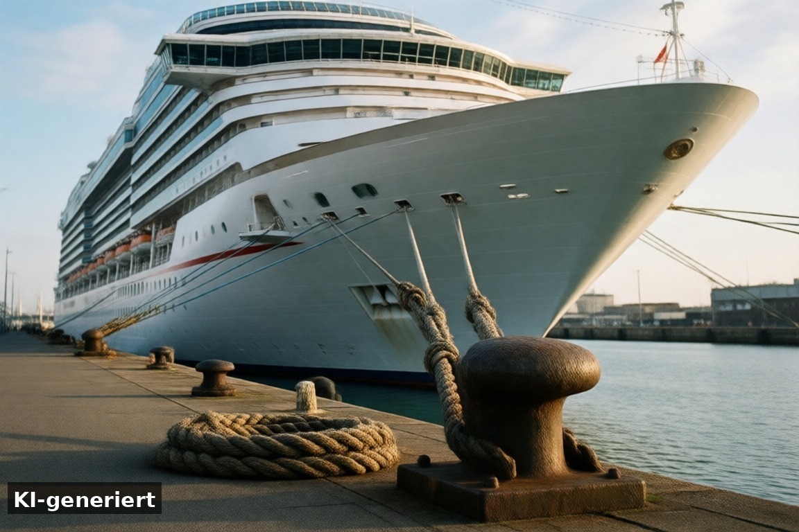 Ein- und Auslaufen in Le Havre – AIDA prima: Landgänge in Le Havre und Southampton (KI-generierte Darstellung)