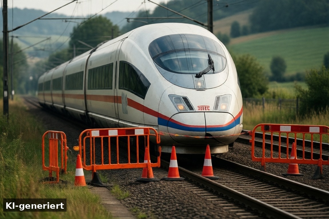 Streckensperrung nach Bahnunfall – RE, IC, ICE und Thalys: Fernverkehr in NRW im Video (KI-generierte Darstellung)