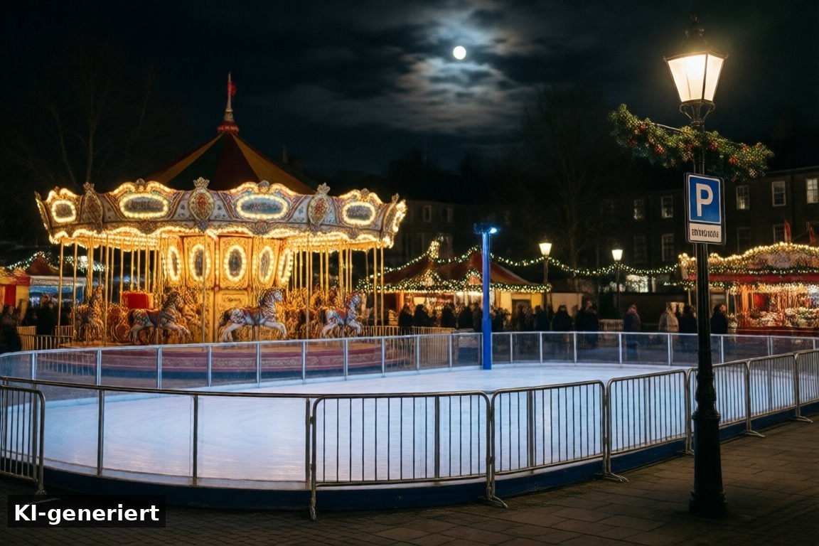 Anfahrt, Parken und Tipps für den Besuch – Cranger Weihnachtszauber in Herne: Weihnachtskirmes mit Eisbahn (KI-generierte Darstellung)