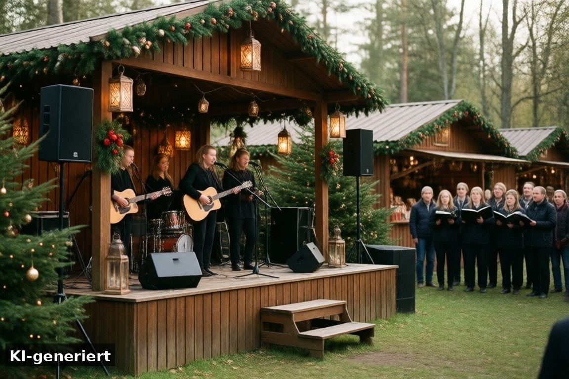 Musik und Programm – Nordischer Weihnachtsmarkt Leverkusen: Skandinavischer Advent im Neulandpark (KI-generierte Darstellung)