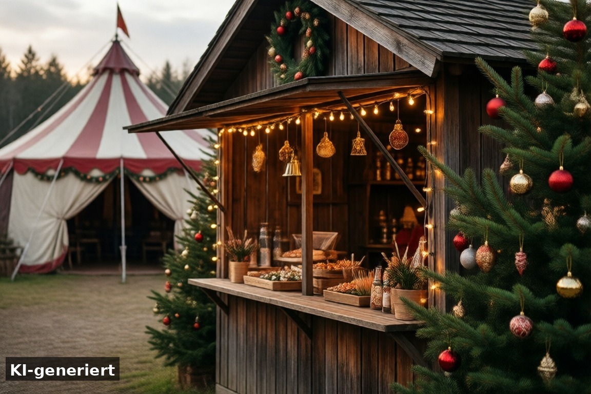 Unsere Videos vom Weihnachtszauber und vom Wintercircus in Hürth – Weihnachtszauber Gertrudenhof Hürth: Bauernhof-Weihnachtsmarkt und Wintercircus (KI-generierte Darstellung)