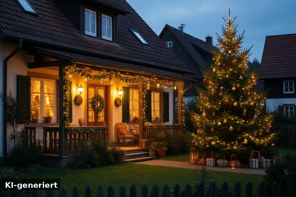 Unsere Videos: Weihnachtshaus Solingen-Landwehr und Wiescheid – Weihnachtshäuser in Solingen-Landwehr und Langenfeld-Wiescheid: Lichterzauber an Privathäusern (KI-generierte Darstellung)