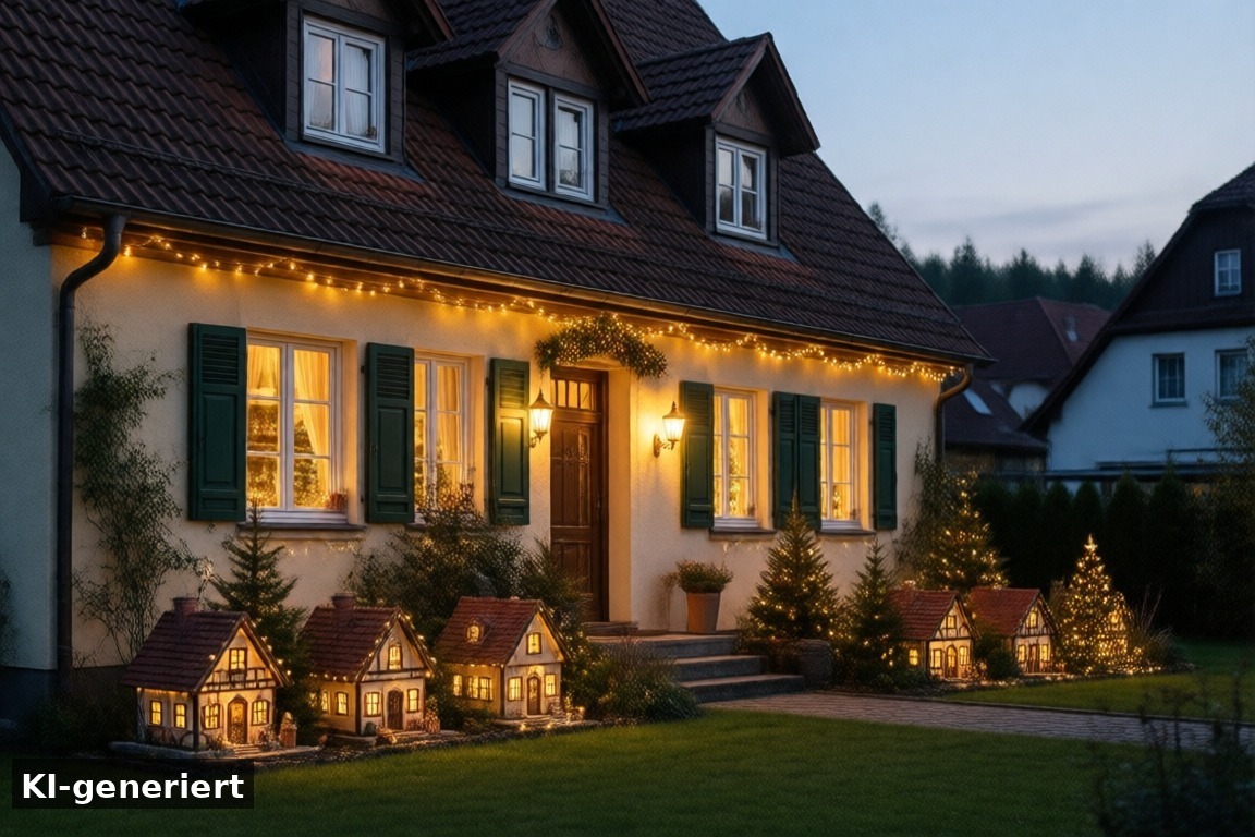 Tipps für Besucher: Rücksicht und Sicherheit – Weihnachtshäuser in Solingen-Landwehr und Langenfeld-Wiescheid: Lichterzauber an Privathäusern (KI-generierte Darstellung)