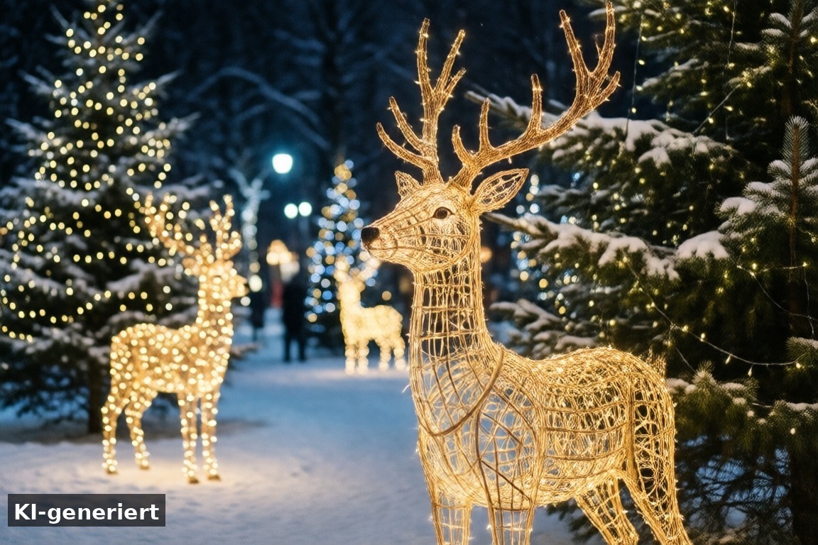Lichtershow und singende Figuren – Lalandia Billund im Advent: Weihnachtsdeko und Lichtershow im Ferienpark (KI-generierte Darstellung)