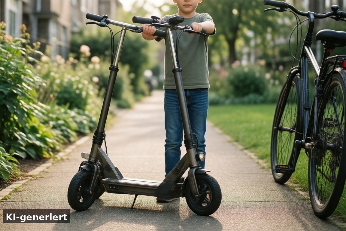 Das musst du wissen: Kinder-E-Scooter ohne Straßenzulassung – Kinder-E-Scooter als Weihnachtsgeschenk: iScooter iK7 für 198,99 € im Herbstverkauf (KI-generierte Darstellung)