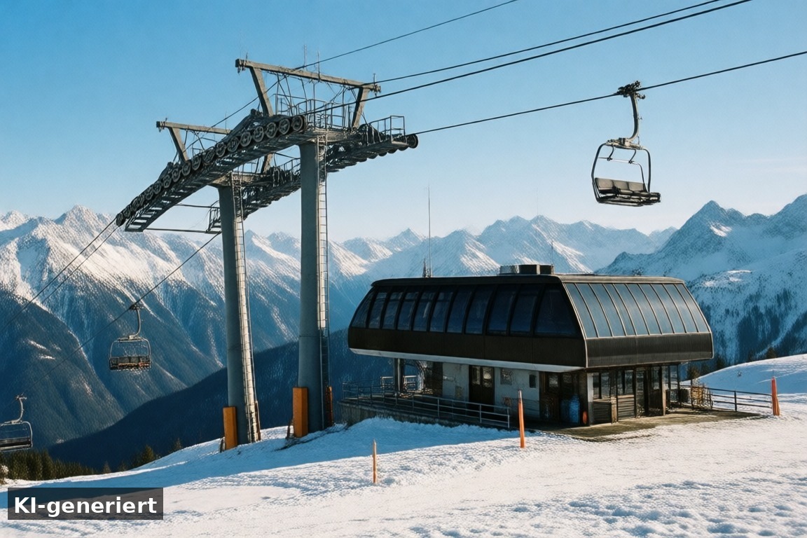 Betriebszeiten und Saison 2026/27 – Skigebiet Motta Naluns in Scuol: Bergbahnen und Lifte im Überblick (KI-generierte Darstellung)