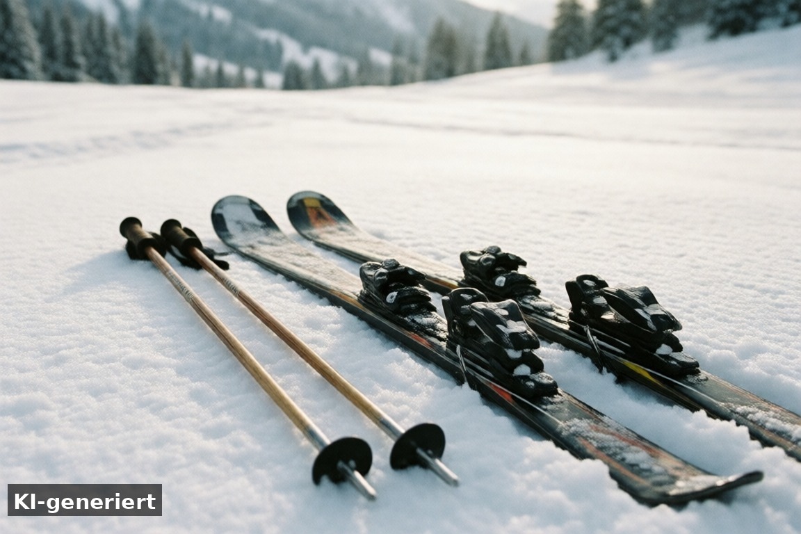 Neuschnee im Skigebiet Motta Naluns – Skigebiet Motta Naluns: Neuschnee-Tage und Saisonende in Scuol (KI-generierte Darstellung)