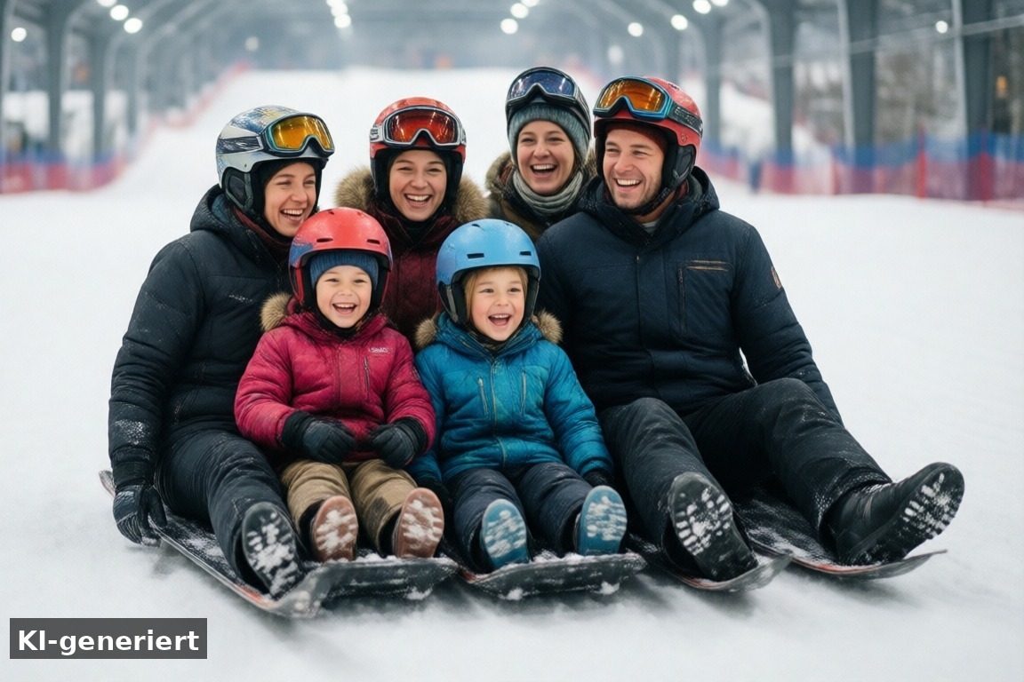 Für wen lohnt sich der Ausflug? – SnowWorld Neuss: Weltkindertag, Skihalle und Indoor-Ausflug für Familien (KI-generierte Darstellung)