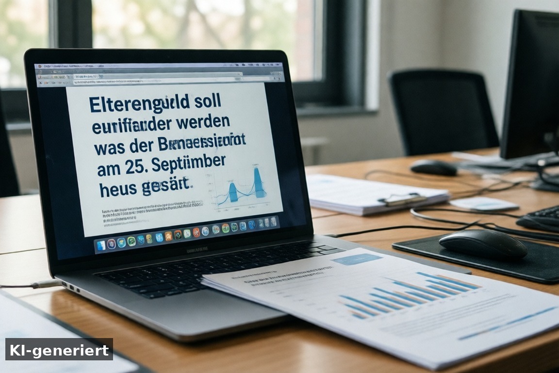 Warum eine Entschließung noch kein neues Gesetz ist – Elterngeld soll einfacher werden – was der Bundesrat am 25. September berät (KI-generierte Darstellung)