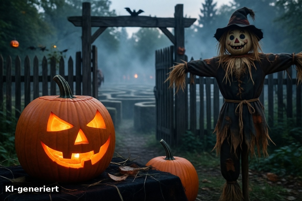 Eifelpark: HalloWnights mit Familienprogramm und separaten Horror-Mazes – Halloween 2026 in NRW: Movie Park, Eifelpark und FORT FUN im Vergleich (KI-generierte Darstellung)