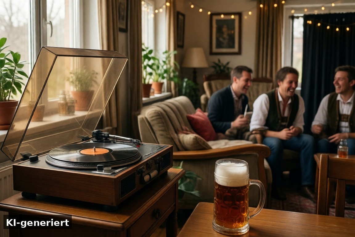 Musik, Spiele und Fotoecke – Oktoberfest-Party zuhause: Deko, Essen, Musik & Ausstattung (KI-generierte Darstellung)