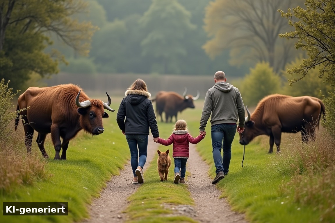 5. Eiszeitliches Wildgehege Neandertal: 3 Kilometer Rundweg mit Wisenten – Wochenend-Tipps 26./27. September 2026 – Ausflüge mit Familie & Hund ab Solingen (KI-generierte Darstellung)