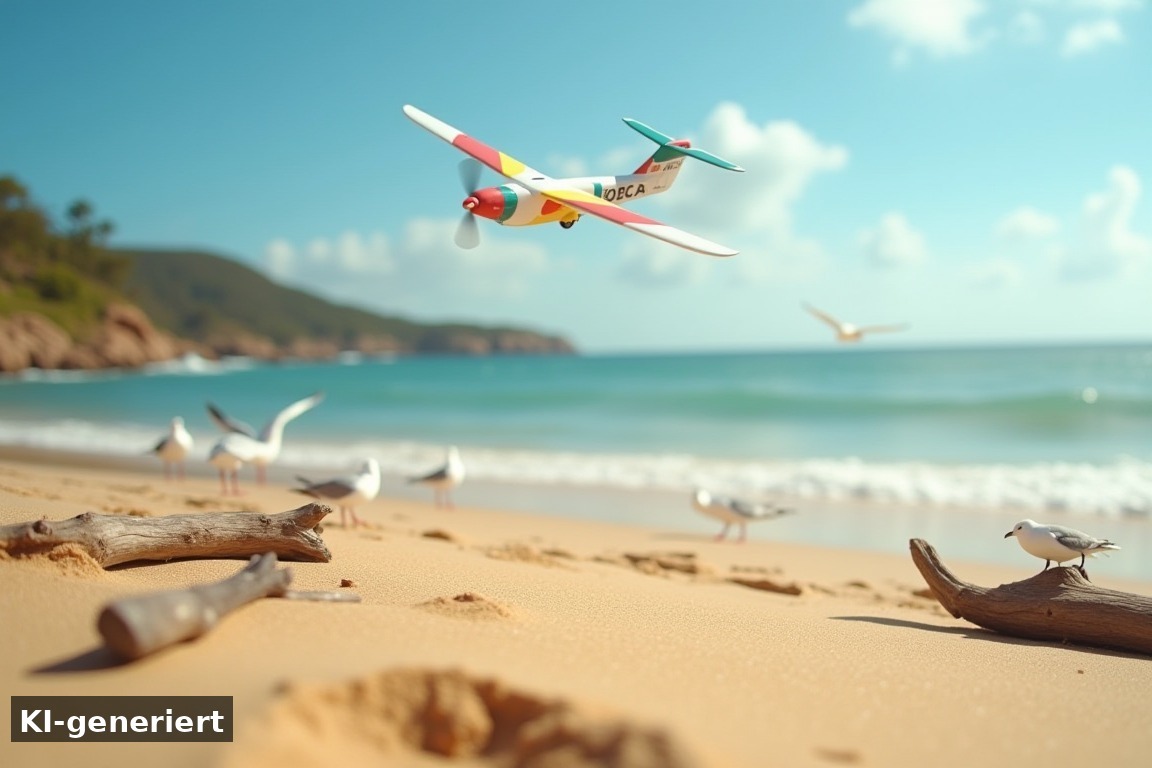 Kreatives Fliegen und Strandabenteuer – Spannende Abenteuer in der Luft mit RC Fluggeräten (KI-generierte Darstellung)