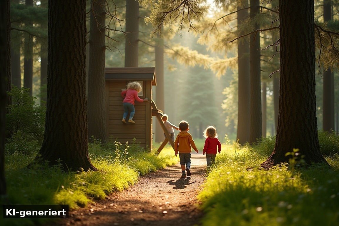 Naturerlebnisse und Waldabenteuer – Abenteuer und Entspannung im Villages Nature Paris (KI-generierte Darstellung)