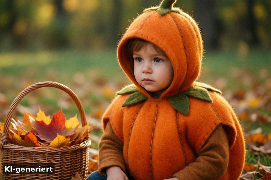 Kürbis-Kostüm aus Filz – Halloween-Kostüme für Kinder 2026: Ideen zum Selbermachen und Kaufen (KI-generierte Darstellung)