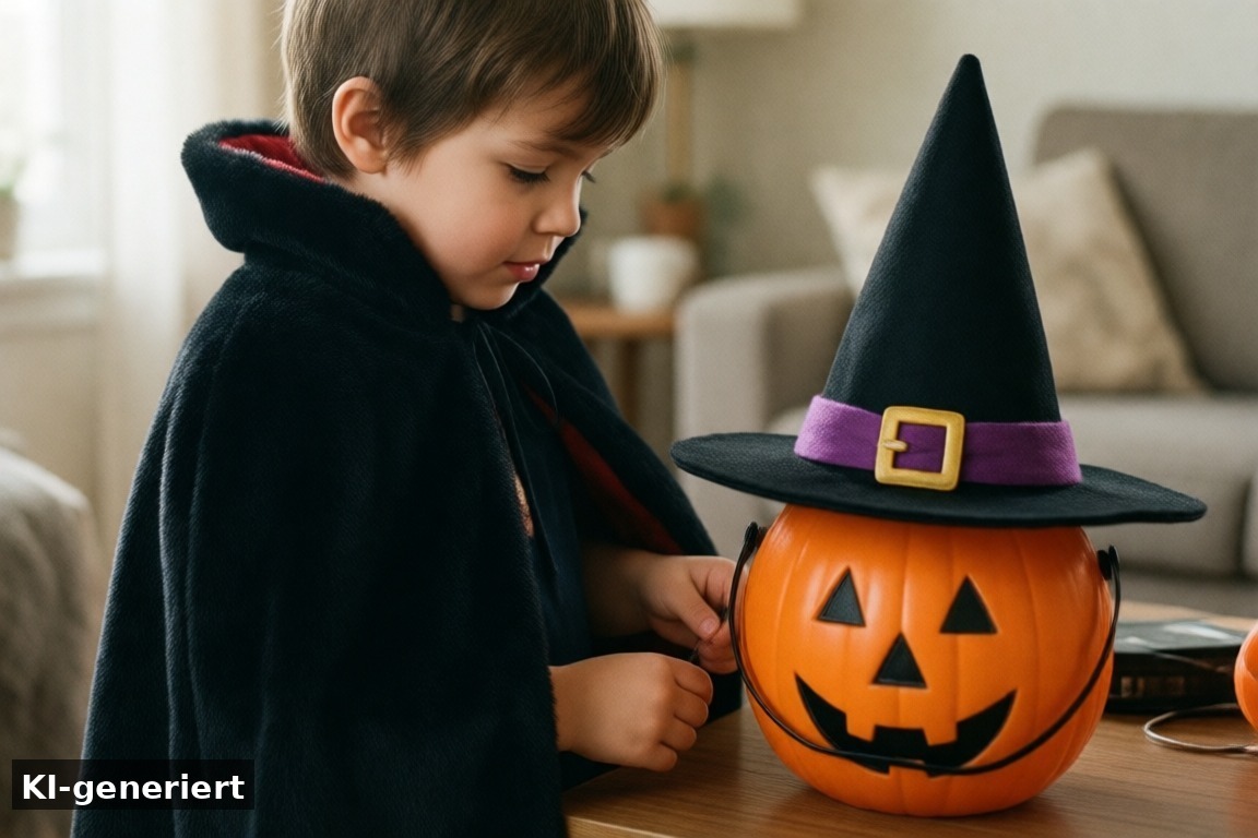 Kostüme ohne Nähen – Halloween-Kostüme für Kinder 2026: Ideen zum Selbermachen und Kaufen (KI-generierte Darstellung)