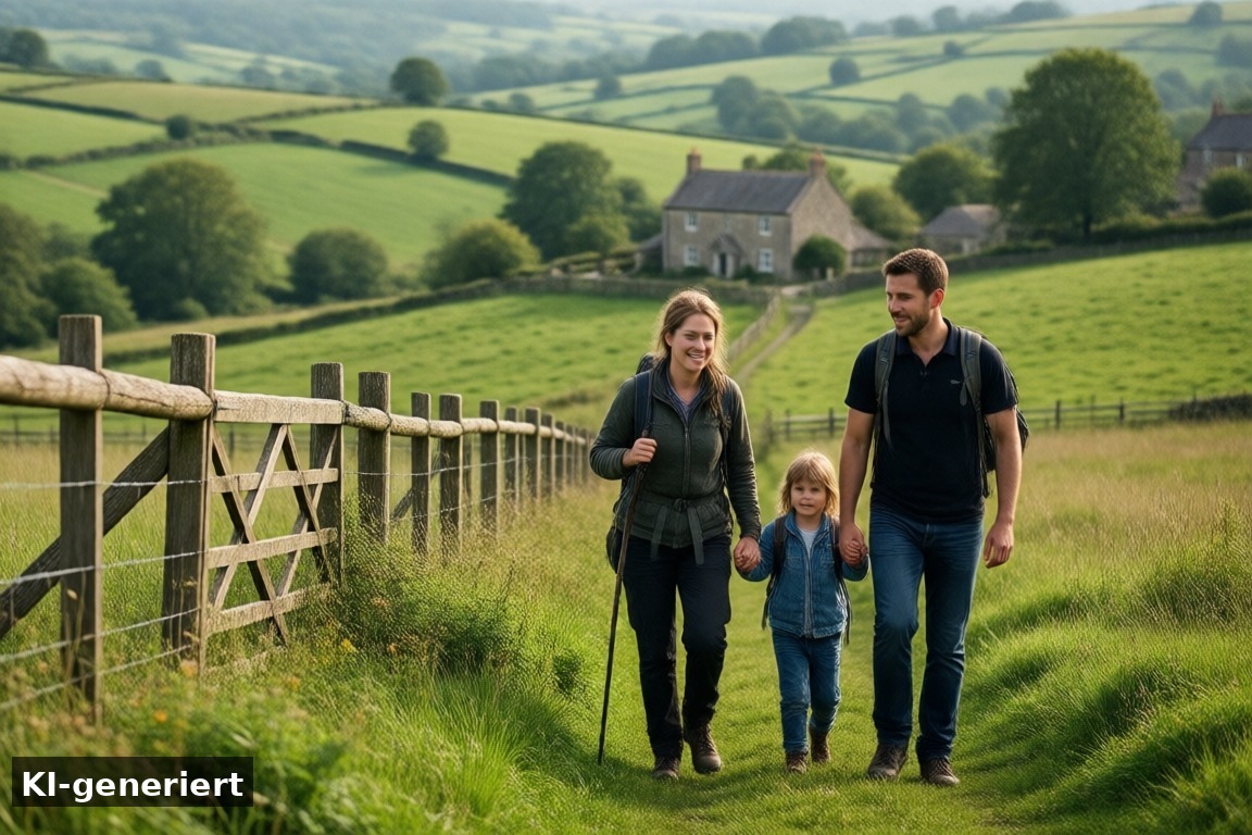 Somerset mit Kindern: Ausblick über die Landschaft bei Cheddar