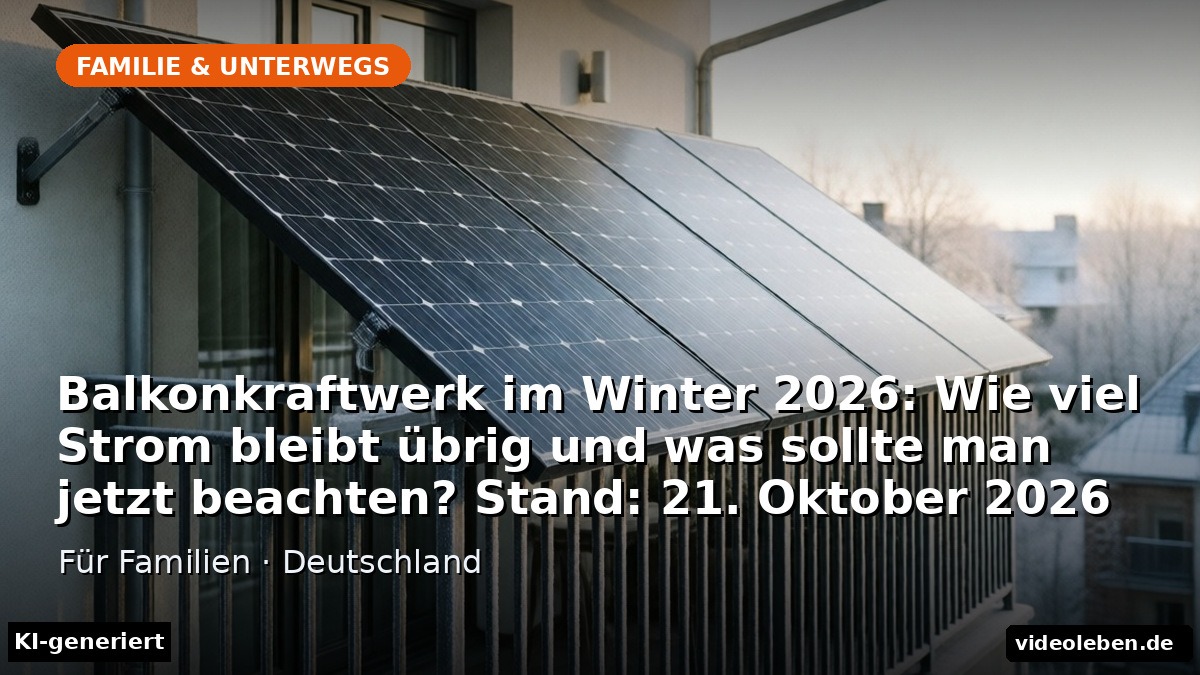 Balkonkraftwerk im Winter 2026: Wie viel Strom bleibt übrig und was sollte man jetzt beachten? Stand: 21. Oktober 2026 – Für Familien · Deutschland (KI-generierte Darstellung)