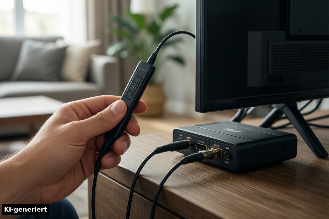 waipu.tv Start Jahrespaket: Streaming-Stick am Fernseher (KI-generierte Darstellung)